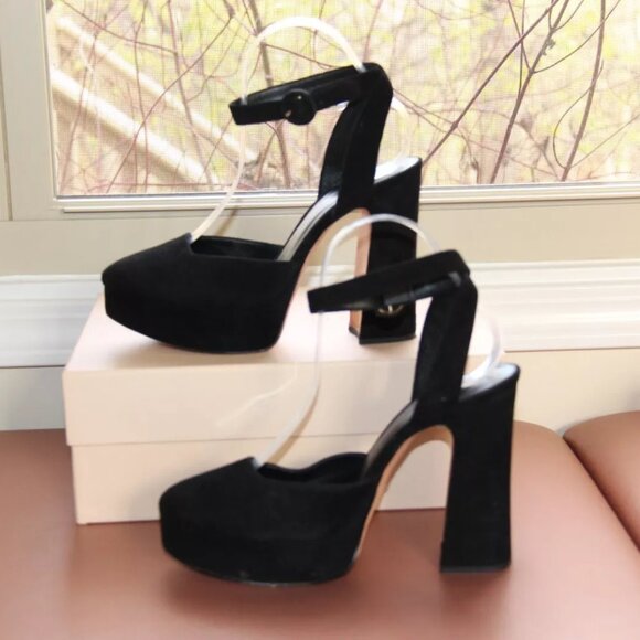 ❤️ $695 Alexandre Birman Vita Platform Suede Ankle Strap Pump; 39.5 - Picture 2 of 10